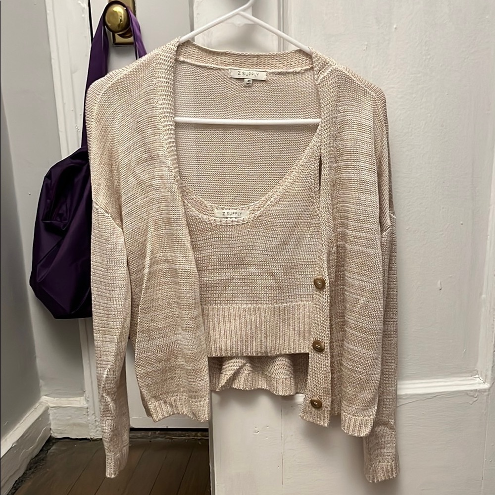 Z Supply Cream Cardigan Sweater Lightweight Knit